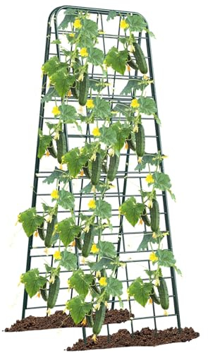 Robustes 127 x 43,2 cm verstellbares A-Rahmen-Spalier für Kletterpflanzen – rostfreies Metall-Garten-Rankgitter mit dichtem Gitter-Design, perfekt für Hochbeete, Tomaten, Gurken und Reben im Freien