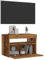 Lauuoeriau Mueble de TV para hogar y jardín, con luces LED, madera antigua, 60 x 35 x 40 cm, madera de ingeniería