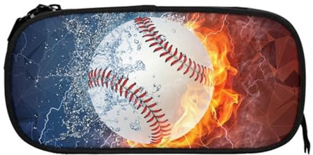 LOSVIP # Federmäppchen mit Feuerwehr-Baseball-Motiv, für Schulbedarf, Federmäppchen mit Reißverschluss, Federtasche für Teenager, und Mädchen, Journaling-Zubehör (D, One Size)