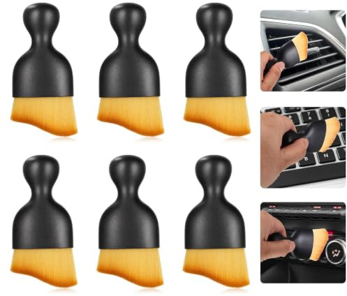 6 Stück Auto Innenreinigung Weiche Bürste, Kein Kratzer, Auto Reinigungsbürsten Stauber mit weichen Borsten, Armaturenbrett Air Outlet Gap Staub Entfernung Bürsten für Automovie