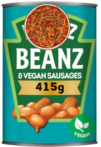 Generic Plant-Based Baked Beans with Vegan Sausages, Low Sugar High Fibre Recipe, No Artificial Colours or Flavours, 415g Can