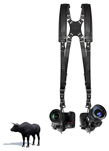 Elegoro Kameragurt für 2 Kameras,Leder kamera gurt für DSLR-/SLR-Kameras,Verstellbare doppelte Schultergurte Geeignet für Outdoor-Fotografie