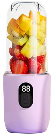 Aramox Frullatore Portatile, Tazza per Spremiagrumi Ricaricabile USB da 500 Ml con 16 Lame in Acciaio Inossidabile, Frullatore per Frullati Senza Fili da 40 W per Viaggi, Palestra, Ufficio, Viola