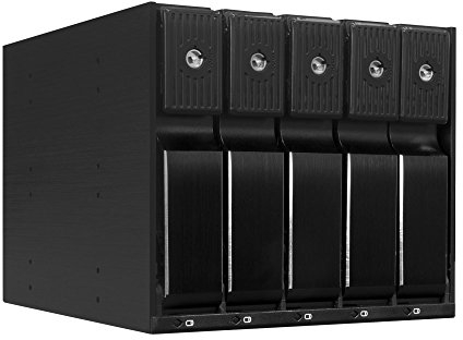 Kingwin Festplattengehäuse für Computer-PC-Gehäuse, internes 5-Bay-Hot-Swap für 8,9 cm HDD SSD, SATA Backplane Aluminium Trayless Mobile Rack, unterstützt SATA I/II/III & SAS I/II 6 Gbit/s Leistung