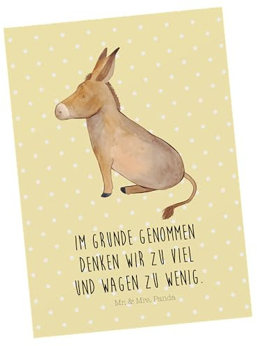 Mr. & Mrs. Panda Ansichtskarte Esel - Geschenk, Kunstkarten, Positive Gedanken, Mut, Zuversicht, Grußkarte, Ansichtskarten, Ziel, Postkarte, einzelkarte, Postkarten, Lustige Sprüche, Tapferkeit