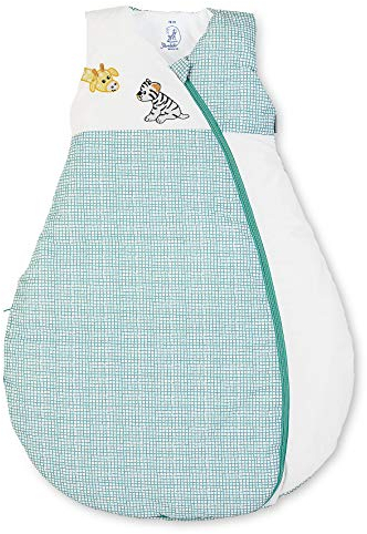 Sterntaler Schlafsack für Kleinkinder, Ganzjährig, Funktionsschlafsack Kuschelzoo, Reißverschluss, Größe: 70, Weiß/Grün