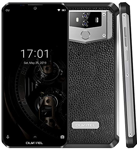 (2019) OUKITEL K12 Android 9,0 Smartphone Ohne Vertrag mit 10000mAh massiv Akku, 6,3 Wassertropfen FHD+ Display Handy, Helio P35 Octa-Core 2,3GHz 6GB+64GB, Schnellaufladung, Leder+Metall Design, NFC