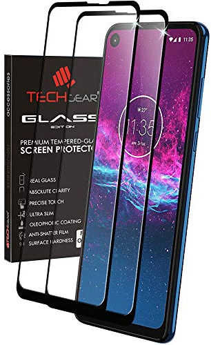 TECHGEAR [2 Pack GLASS Edition for Motorola Moto One Action, Genuine Tempered Glass Screen Protectors Covers [2.5D Round Edge] [9H Hardness] [Crystal Clarity] [Scratch-Resistant] [No-Bubble]