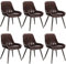 Lestarain Esszimmerstühle 6er Set, für Esszimmer Wohnzimmer Küche, Retro Küchenstühle gepolstert, Sitzfläche aus Kunstleder, mit Metallbeine, bis 150 kg belastbar, Dunkelbraun