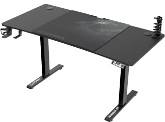 Ultradesk - Level V2 Bureau Réglable en Hauteur - Bureau électrique pour l'Ordinateur - 140x68 cm, pour Gaming, Télétravail - Set avec Tapis de Souris XL - Noir, Noir
