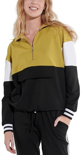 Vestino Damen Hoodie Windbreaker Kapuzenpulli mit Zipper Colorblocking