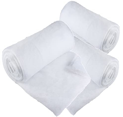 Pacchetto da 3 Tappeti Innevati Arrotolabili (80 x 240 cm) per Decorazioni Natalizie, Esposizioni Natalizie, sotto L'Albero di Natale - Spessa Coperta di Neve Finta Bianca e Soffice per l'inverno