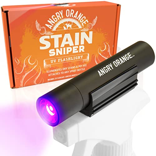 Angry Orange Lampe de poche UV Détecteur de lumière LED noire pour urine d'animal de compagnie, germes, punaises de lit Les lampes de poche font briller les taches dans le noir avec la lumière