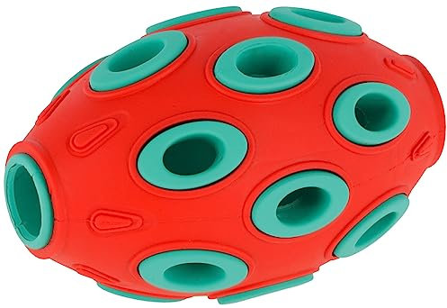 Kerbl Pet Rugby ToyFastic, befüllbar, rot/türkis, 12 x 7,5 cm