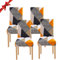Jaotto Stuhlhussen 4 Stück Universal, Stuhlhusse Stretch 4er Set Moderne, Stuhlhussen Schwingstühle Elastische Langlebig Stuhlhussen für Esszimmer Bankett Deko(Orangefarbene Geometrie,4 Stück)