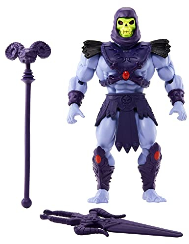 Masters of the Universe Origins Spielzeug, Skelettschurken Actionfigur, Motu bewegliches Spielzeug mit Kampfzubehör und Mini-Comicbuch