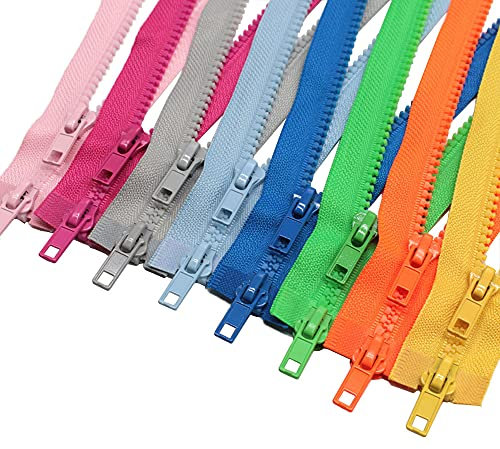 MebuZip 8 Stück 70 cm #5 Reißverschluss Kunststoff 2 Wege teilbar 5mm Reissverschluss für mantel Jacken, 8 Farben 2 Wege