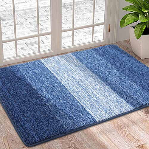 Homaxy Door Mats Indoor, Machine Washable Soft Doormats, Dirt Trapper Super Absorbent Entrance Rug, Non-slip Floor Mats For Inside, Front Back Door, Pets and Dogs (50 X 80 cm, Navy Blue)