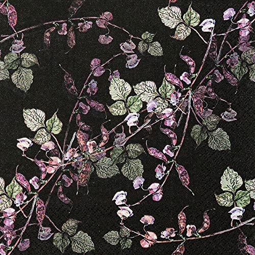 20 Servietten Blätterzweige auf schwarz | Blätter | Natur | zeitlos | elegant | Tischdeko | Decoupage | Serviettentechnik 33x33cm