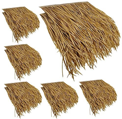 ZAKSEM Simulation Thatch Tile Roof Artificial Palm Roof Thatch Tile Hot Melt Antisptic - 0.5x0.47m/pcs Roof Tiki Bar Garden Patio Deck Gazebos Wall House(Size:30pcs,Color:Fireproof Yellow)