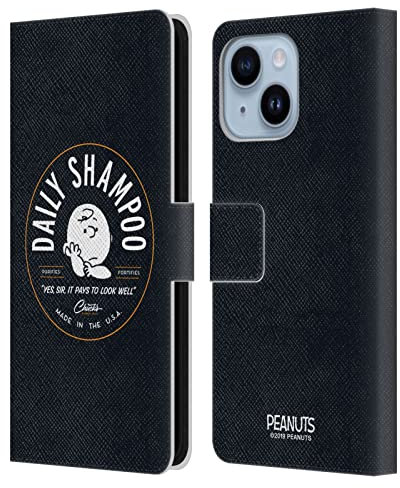 Head Case Designs Offizielle Peanuts Charlie Brown Shampoo Chuck's Friseurshop Leder-Wallet-Hülle Kompatibel mit Apple iPhone 14 Plus