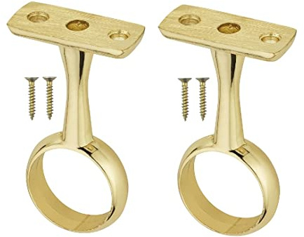 TERF® Lot de 2 supports de rideau de douche ronds en laiton poli - 25 mm - Fixation au plafond et au mur