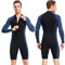 DASJD Neoprenanzug Herren Kurz, 1.5mm Neopren Badeanzug mit Frontverschluss, Thermo Volle ärmellänge Nassanzüge für Spearfishing, Schnorcheln, Surfen, Kanufahren,Blau,L