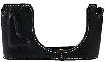 Kameratasche, schwarz, rutschfest, PU-Leder, schützende Halbkörperabdeckung, Basishülle mit Öffnung unten für Leica Q2 Kamera, Schwarz , Halbkörper-Basis