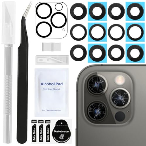 ZHUROUPU 2 Pack Back Rear Camera Glass Lens Replacement for iPhone 12 Pro Camera Glass Lens with Back Adhesive, Repair Tool Kit, Camera Glass Lens Protector