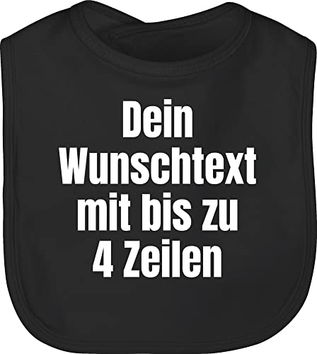 Baby Lätzchen - Aufdruck selbst gestalten - Wunschtext I Eigener Text I Custom Text - Unisize - Schwarz - latz babysachen personalisierte datum schlabberlatz geburtstag 4 zeilen designen sabberlatz