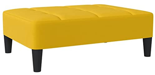 Makastle Gepolsterter Sitzfläche Sitzhocker Rechteckiger, Pouf Sitzpuff Schemel Hocker Sitzbank Polsterhocker Fußbank Fußhocker für Wohnzimmer, Schlafzimmer, Diele, Gelb 78x56x32 cm Samt