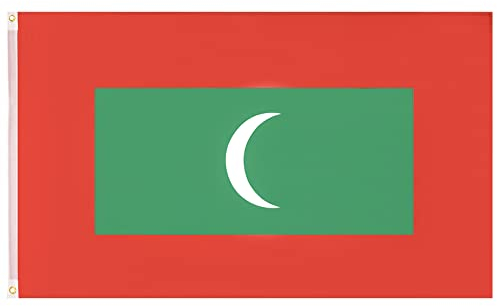 MUWO Flagge Nations Together 90 x 150 cm Nationalmanschaften, doppelseitige Gartenflagge, wetterfeste Fanflagge, Fußballflagge Polyester Länderfagge Deutschland mit Ösen (Malediven)