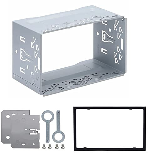 FUUTUU Marco para Auto Radio de Coche 2 DIN 1 Marco de Hierro 2 Placas de Montaje 2 Mazos de Cables 4 Tornillos para Vehículos Universal
