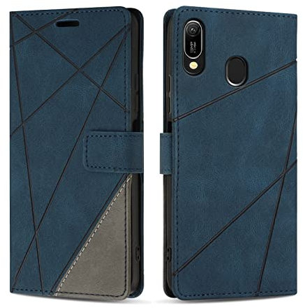 SONWO Case for Huawei Y6 2019, PU Leather Flip Wallet Case Magnetic Closure Cover Card Slots Phone Case for Huawei Y6 2019, Blue