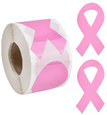 WANDIC Lot de 250 autocollants en ruban rose pour sensibilisation au cancer du sein - Lettre cadeau (L)