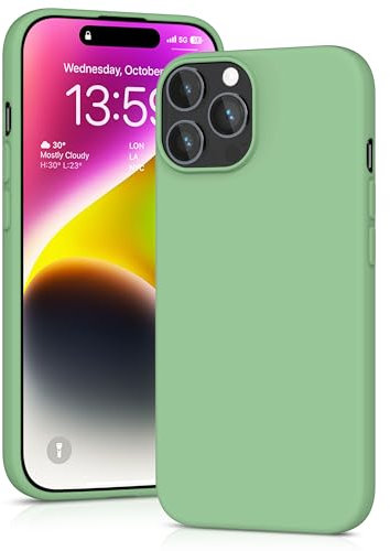 YATWIN Silicone Case for iPhone 14 Pro, Soft-Touch, Shockproof, DustProof, Antiskid Full Body Armour Phone Cover for Apple iPhone 14 Pro - Mint Green