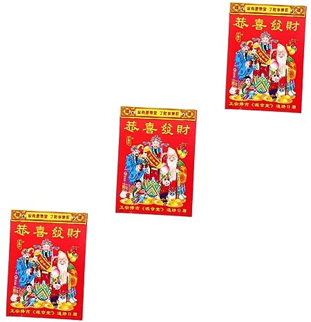 Operitacx 3 Stück 2024 Wandkalender 2024 Chinesischer Mondkalender Täglicher Mondkalender Chinesische Tierkreiskalender Chinesischer Glückskalender 2021 Zeitplan Papier Universal-