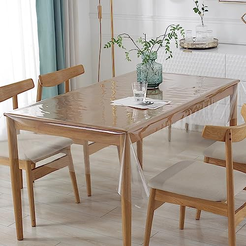 DASIAUTOEM Nappe en PVC Transparente 0.13 mm pour d'extérieur Jardin et Intérieur Imperméable et Lavable Taille Souhaitée Film de Protection de Table Anti-Graisse (140 x 220 cm)