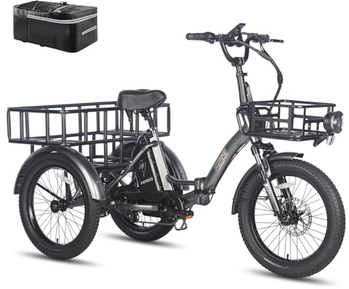 [ Offiziell ] Zulassung Fafrees F20 Mate Klapprad E Bike Dreirad für Erwachsene 20 Zoll, Damen Elektrofahrrad Herren 180 KG E Lastenfahrrad, Ebike Hydraulische Scheibenbremsen, Fatbike Elektro Dreirad