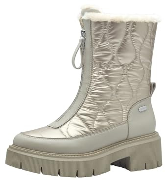 MARCO TOZZI Damen Stiefeletten ohne Absatz Gefüttert mit Plateau, Beige (Taupe Met.Comb), 39 EU