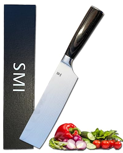 SMI Nakiri Couteau 17 cm Couteaux de chef Couteau de cuisine professionnel Manche en Bois pour la maison et le restaurant couteau à légumes