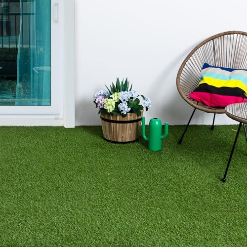 Steffensmeier Kunstrasen Springfield | Sonnenstunden: 15.000 | 18 mm | Outdoor |Balkon, Garten | Meterware Grün, Größe: 100x 1500 cm