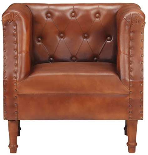 KTHLBRH Lesesessel Komfortstuhl Freizeitstuhl Sessel Braun Echtleder für Wohnzimmer, Schlafzimmer, Büro