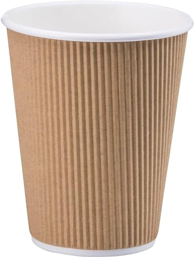 DeinPack 25 Riffelbecher 200 ml doppelwandig | to Go Pappbecher aus braunem Kraftkarton I Umweltfreundliche Kaffee Trinkbecher mit Hitzebarriere 200 ml / 8 oz I Kaffeebecher