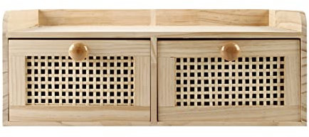GYASVWU Minischublade aus Bambus, arbeitsnische/küche/Schlafzimmer Nicht zusammenbauen, Nicht zusammenbauen (2 schubladen mit regalen)