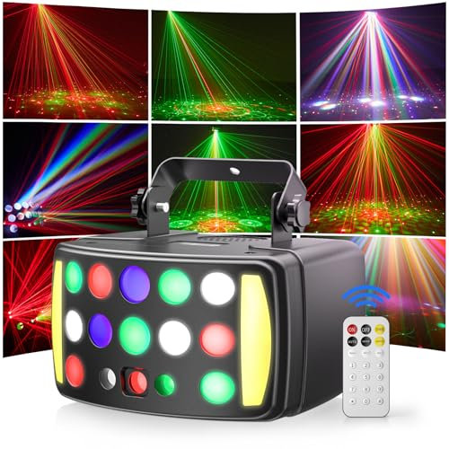 Disco Lights, Dj Strobe Lights for Parties, 4 in 1 DJ Lights with RGBW Derby Beam, LED Strobe, Party Lights with DMX Controller Sound Activated Perfect for Weddings, Bars, Clubs, Stage, Festival