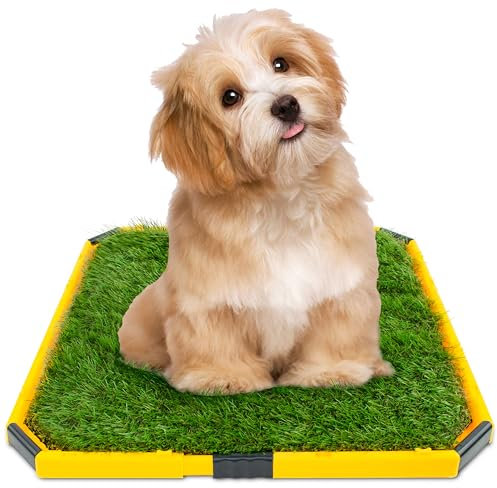Indoor/Outdoor Dog Toilet - Puppy Pee Training Pad with Artificial Grass Mats, Waste Tray, and Removable Restroom Training Mat for Patio Lawn Decoration 20.8“*20.8”/53cm*53cm