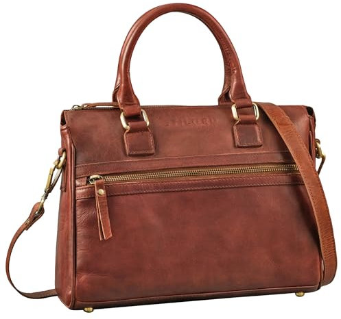 STILORD 'Corrine' Modische Handtasche Damen Leder Mittelgroß Shopper mit Reißverschluss Henkeltasche und Schultertasche Frauen Lederhandtasche Damen Echtleder, Farbe:porto - cognac