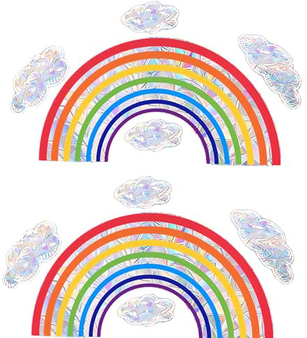 Suncatcher Sticker,Regenbogen Fensterfolie,Sonnenfänger Aufkleber Fenster,Fensteraufkleber Suncatcher Sticker,Regenbogen Fensterbilder Weiße Wolken,Fensterbilder Selbstklebend Prisma Fensteraufkleber