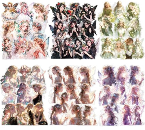 120PCS Vintage Sticker Set Kraeoke Traum Elfenmädchen PET Scrapbooking Stickers Dekorative Fotoalbum Sticker Ästhetische Aufkleber für Bullet Journal Zubehör und Scrapbook